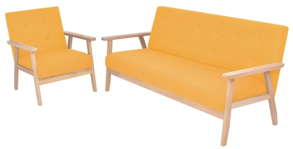Set Di Divani 2 Pz İn Tessuto Giallo /