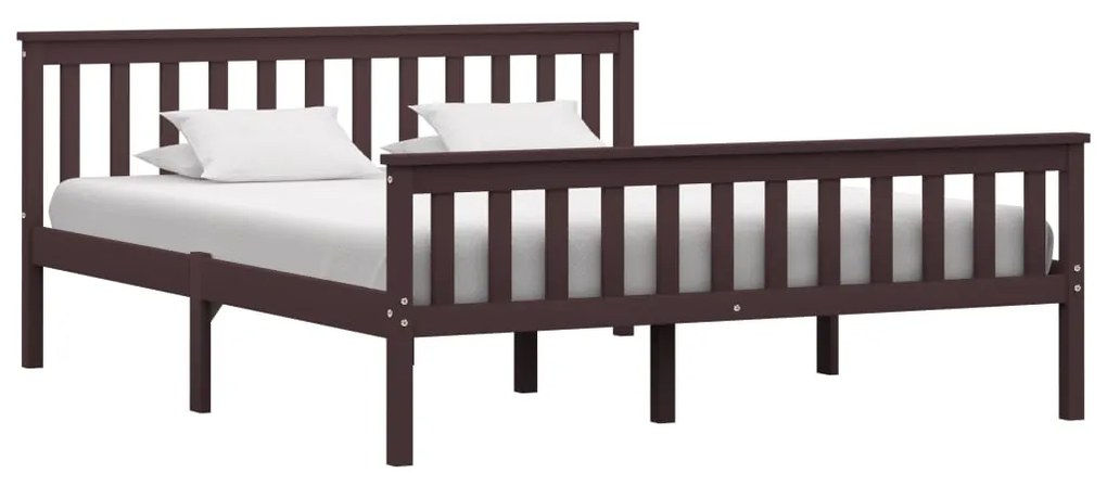 Giroletto Senza Materasso Marrone Scuro 160x200 Cm Legno Pino /