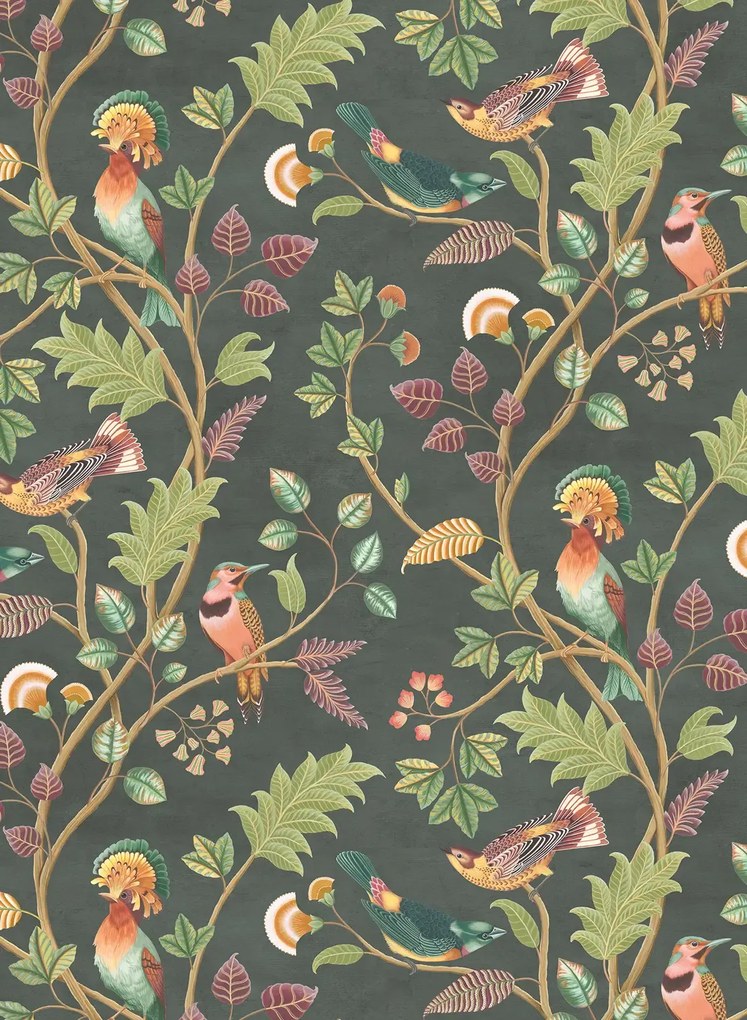 Osborne & Little Tapete Mayani - Fir/ Plum