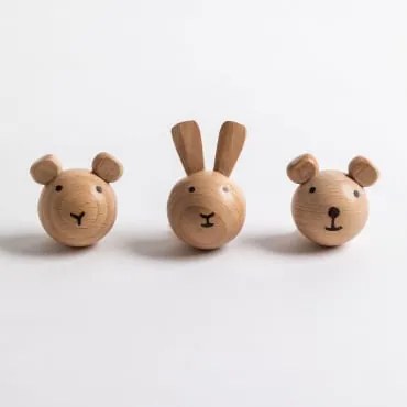 Set di 3 appendiabiti da parete Ifans Kids NATURAL - Sklum