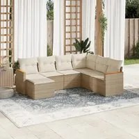 Set Divani da Giardino 7 pz con Cuscini Beige in Polyrattan 3226205