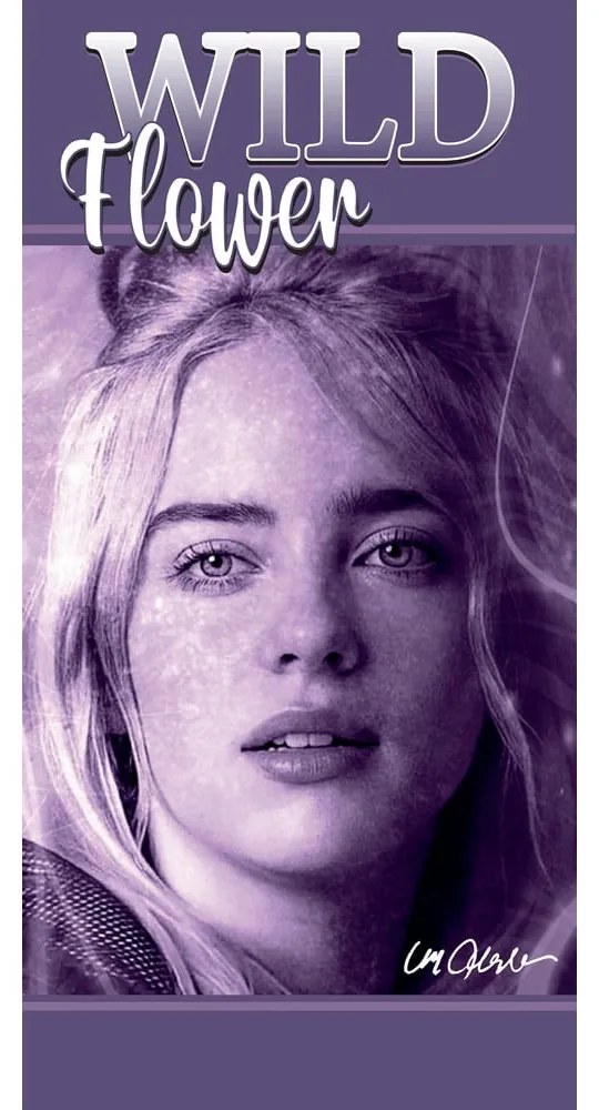 Asciugamano per bambini viola in cotone 70x140 cm Billie Eilish – Jerry Fabrics