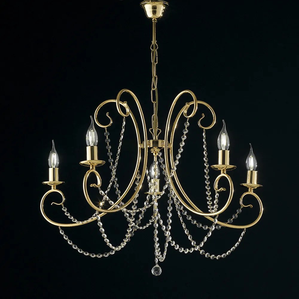 Bonetti Illumina  Magda 5-light chandelier in golden metal