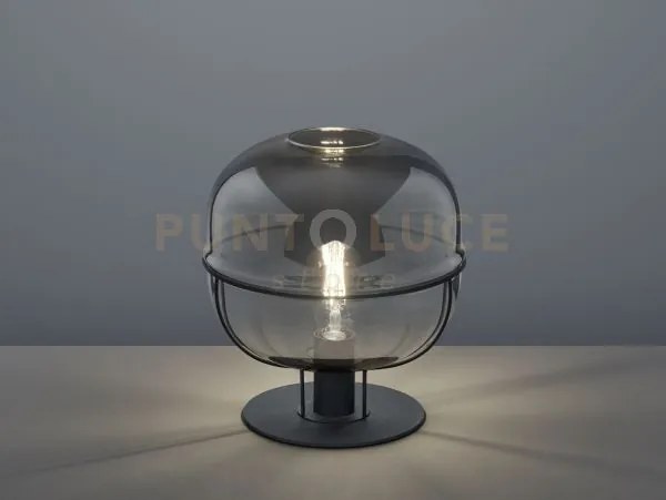 Lampada lorena vetro fumè cromato d.30cm metallo nero 515190132