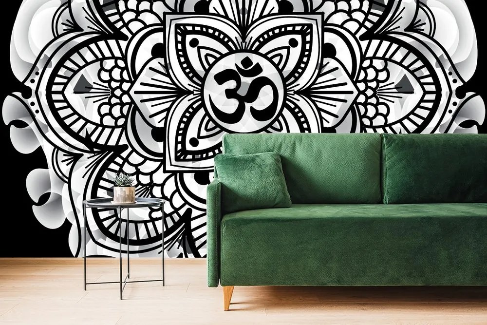 Carta da parati – Mandala della salute in bianco e nero