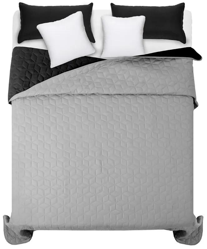 Copriletto nero e grigio per letto matrimoniale con elegante trapuntatura 200 x 220 cm