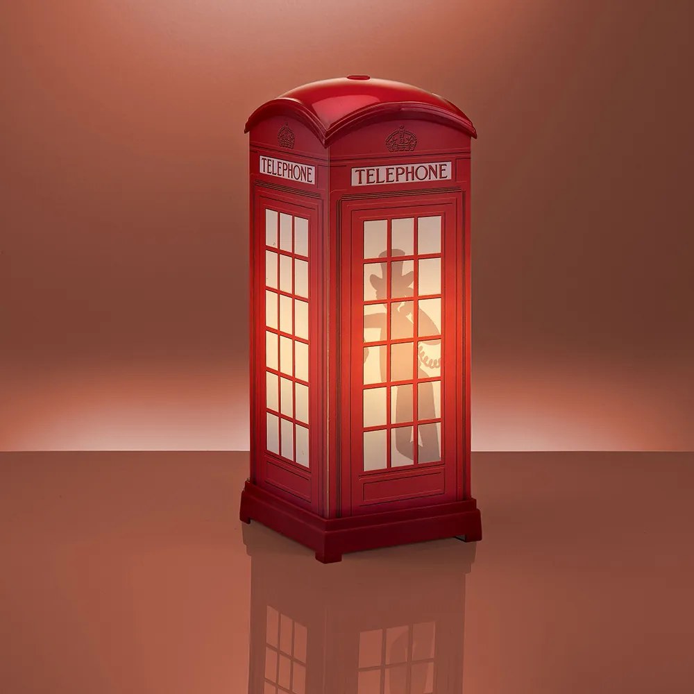 Lampada Da Tavolo Red Phone Box In Polilux Rosso Made In Italy