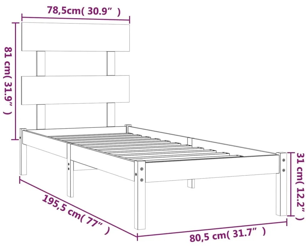 Giroletto in Legno Massello 75x190 cm Small Single