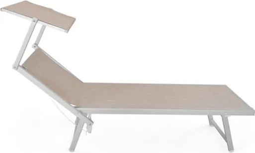 Lettino Prendisole In Alluminio E Textilene 61x186x40 Cm Pool Telo Beige
