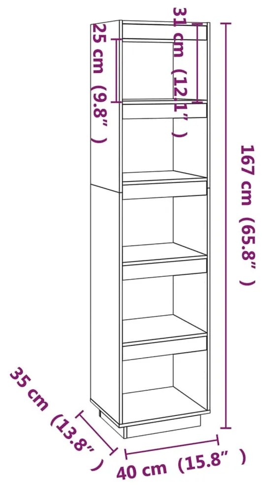 Libreria/Divisorio Bianco 40x35x167cm in Legno Massello di Pino