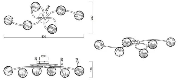 Reality - Lampadario a plafone WIRE 6xG9/28W/230V