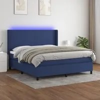 Letto a Molle con Materasso e LED Blu 180x200 cm in Tessuto 3138179