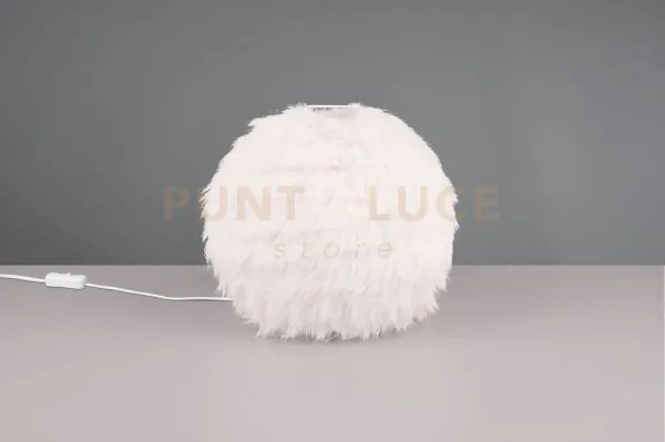 Furry lampada da tavolo effetto piuma bianca d. 30cm 1 luce attcco e14