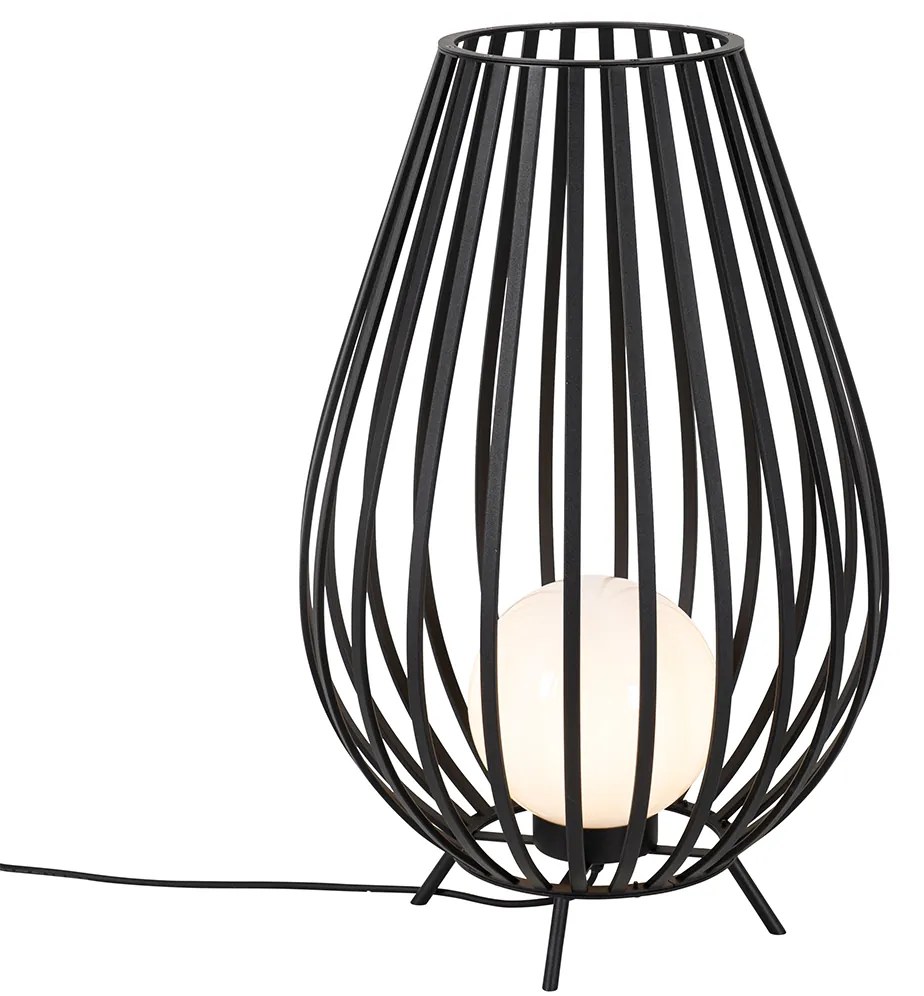 Set di lampade da terra nere con opalino 110 cm e 70 cm - Angela