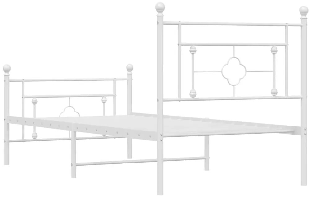 Giroletto con Testiera e Pediera Metallo Bianco 100x200 cm