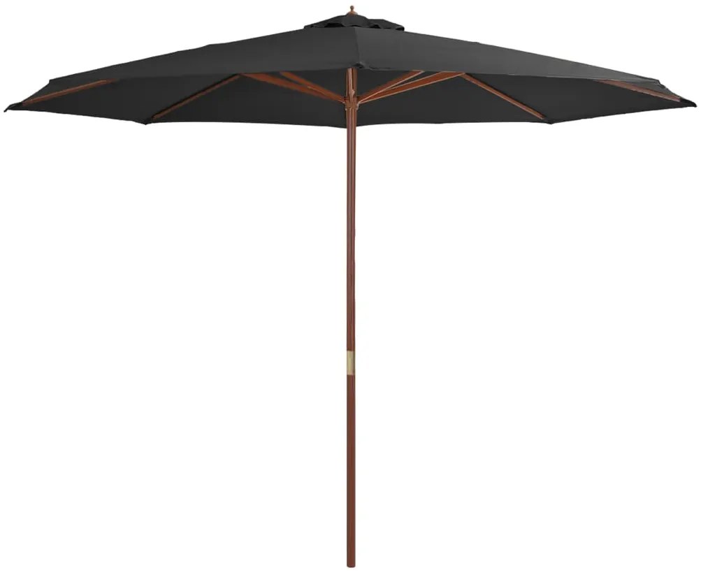 Ombrellone Da Esterni Con Palo İn Legno 350 Cm Antracite /