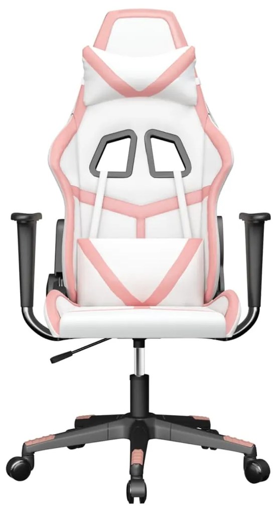 Sedia da gaming bianco e rosa in similpelle