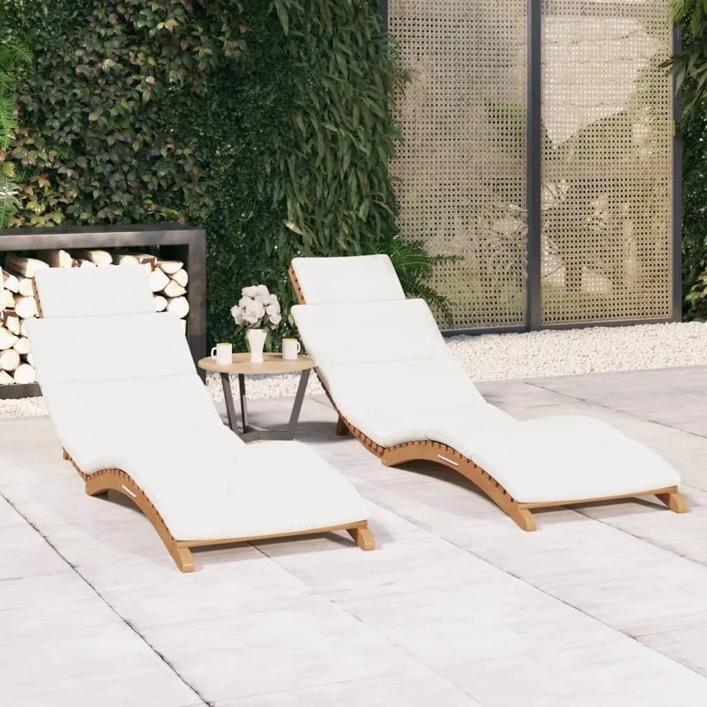 Lettini prendisole 2 pz con cuscini in legno massello di teak