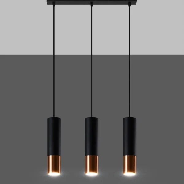 Sollux SL.0948 - Lampadario a sospensione con filo LOOPEZ 3xGU10/10W/230V nero/rame