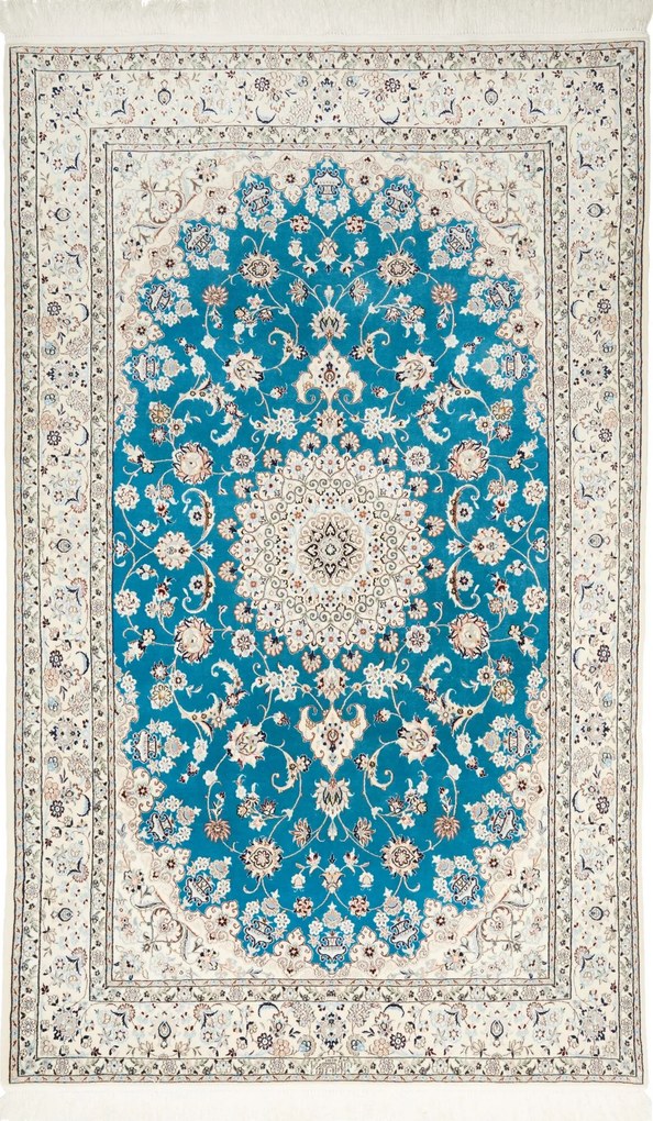 Nain Tappeto persiano 220 x 140 Blu (Iran) Annodato A Mano