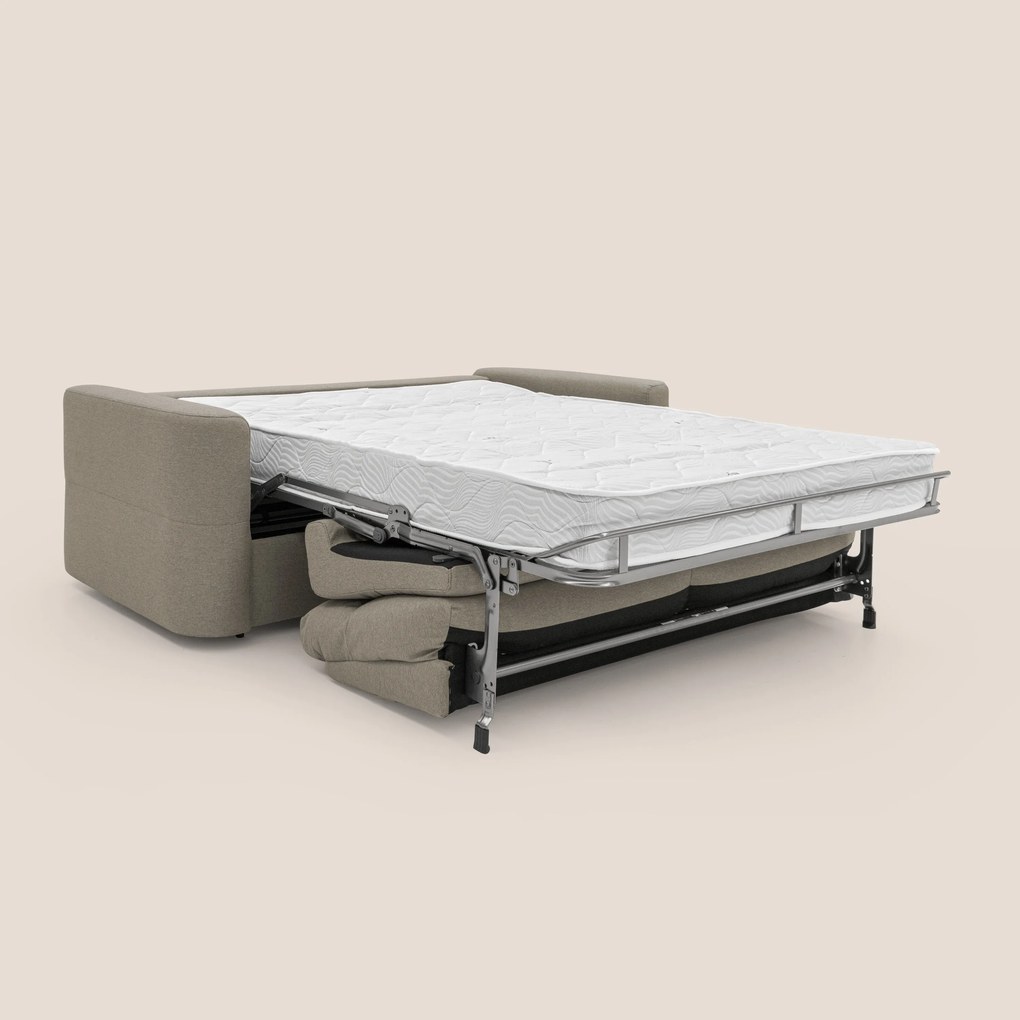 Cupido Divano letto materasso H18 cm e schienale alto in tessuto impermeabile simil cotone T13 tortora