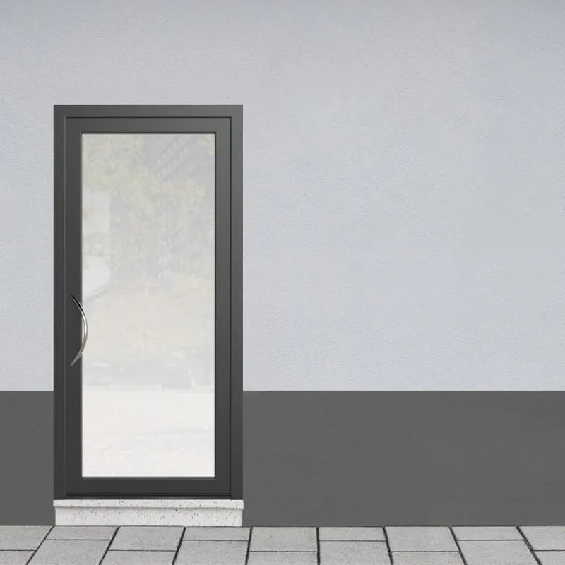 Portoncino d'ingresso Condo3 L 90 x H 210 cm in alluminio grigio, apertura spingere a destra