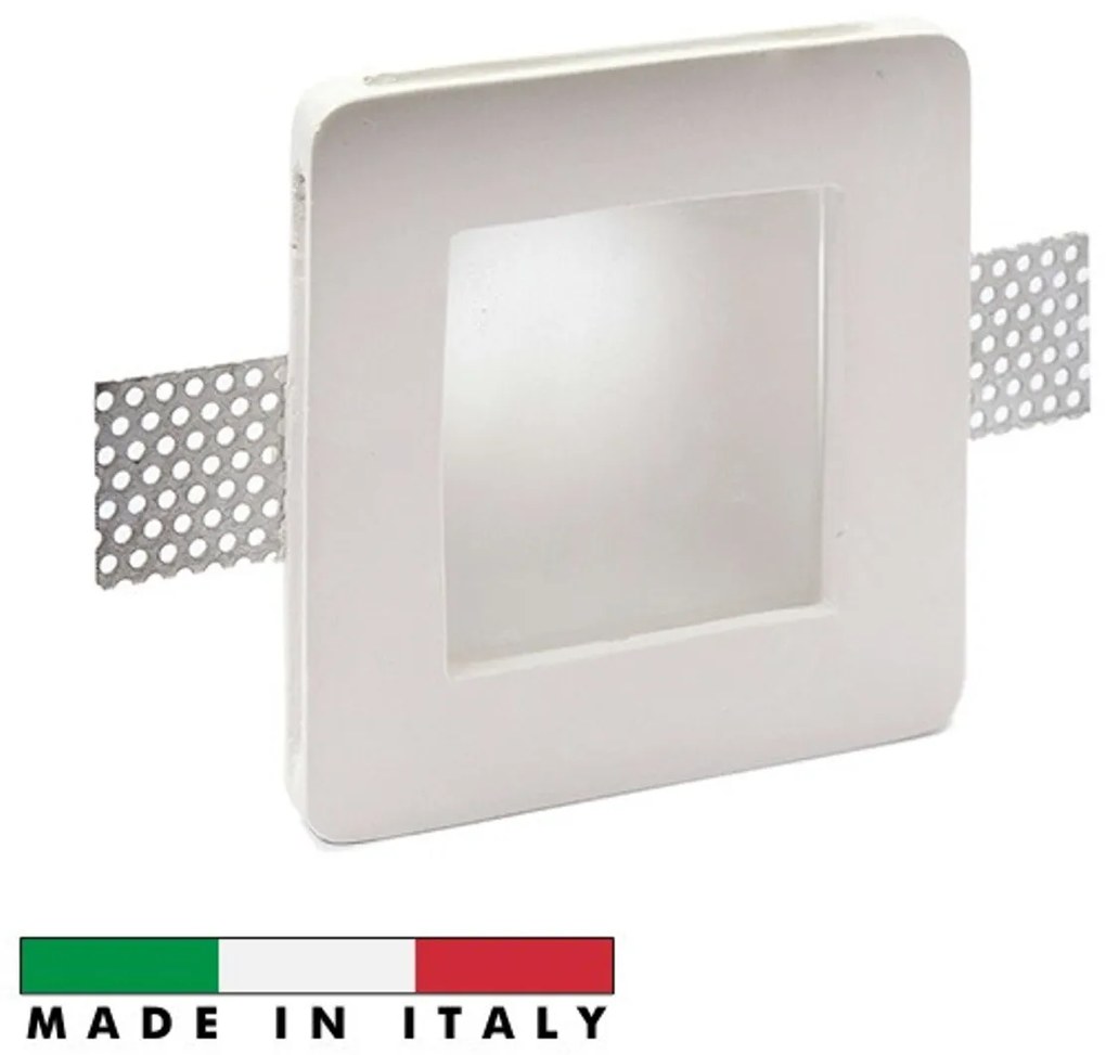 Portafaretto GU10 e MR16 in Gesso Pitturabile con Copertura Satinata Quadrato Ø120x120 mm