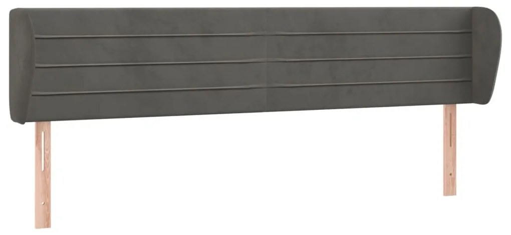 Testiera ad orecchio grigio scuro 203x23x78/88 cm in velluto