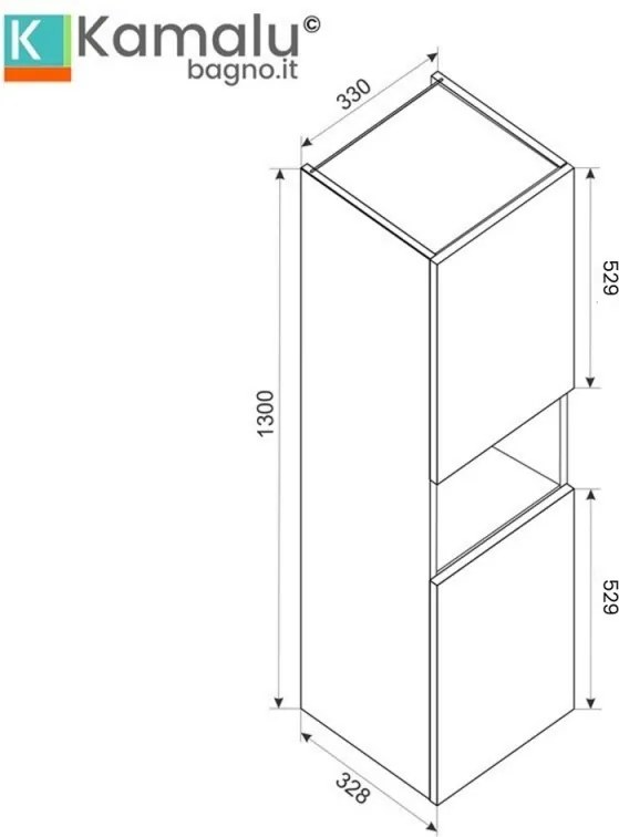 Kamalu - Composizione bagno cannettata 80 cm rovere chiaro | LAC-IRIDE-80