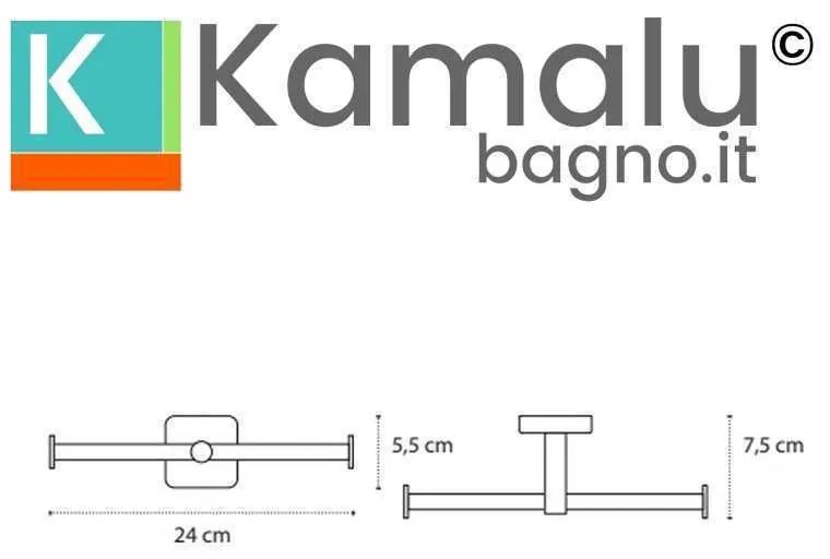 Kamalu - portarotolo con barre laterali a muro in acciaio inox finitura bianca opaca | clode-b