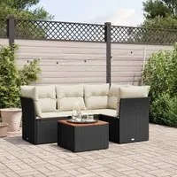 Set Divani da Giardino 5 pz con Cuscini in Polyrattan Nero 3255951