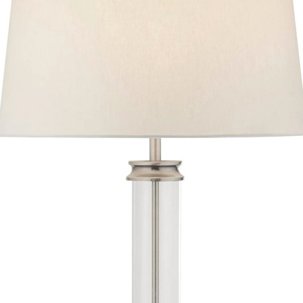 Piantana Contemporaneo Pedestal Acciaio Argento Vetro Bianco 1 Luce E27