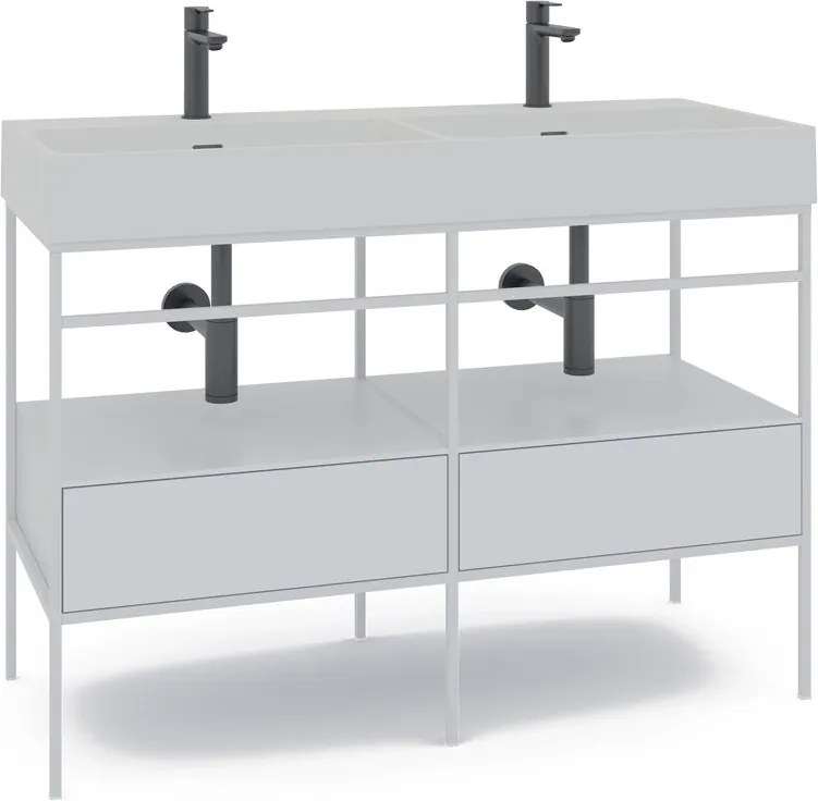 Mobile bagno da terra con lavabo L 120 x H 89 x P 45.5 cm bianco 2 cassetti per doppia vasca Outline