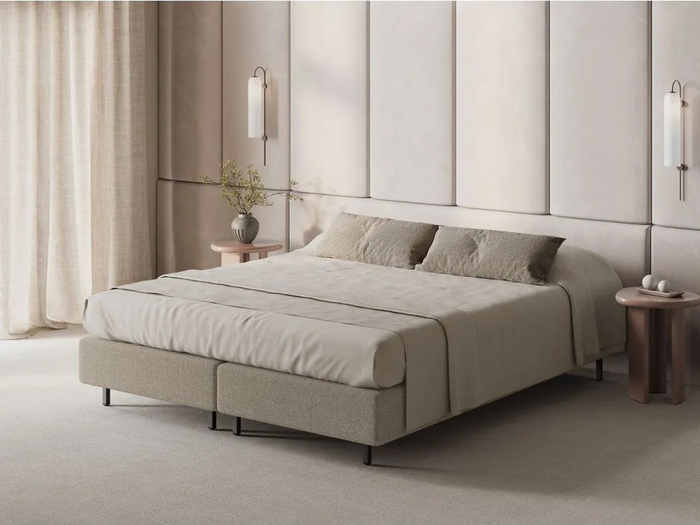 Letto matrimoniale imbottito beige senza testiera 180x200 cm Whale – Micadoni