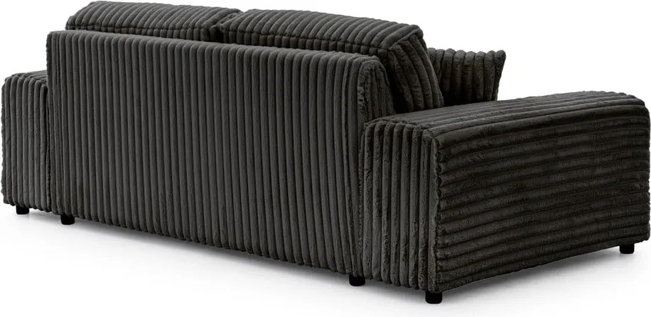 Divano grigio scuro con rivestimento in velluto a coste 213 cm Justin – Ropez