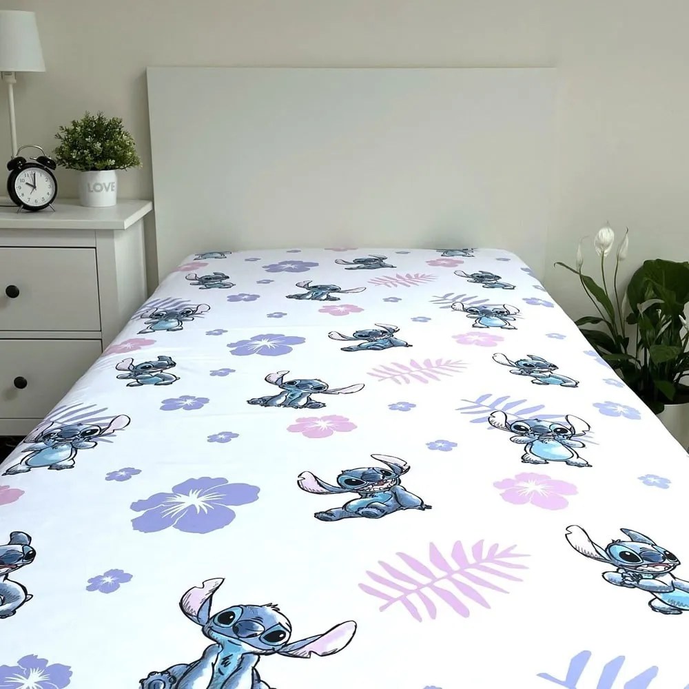 Lenzuolo con angoli per bambini in cotone per letto singolo 90x200 cm Lilo and Stitch – Jerry Fabrics