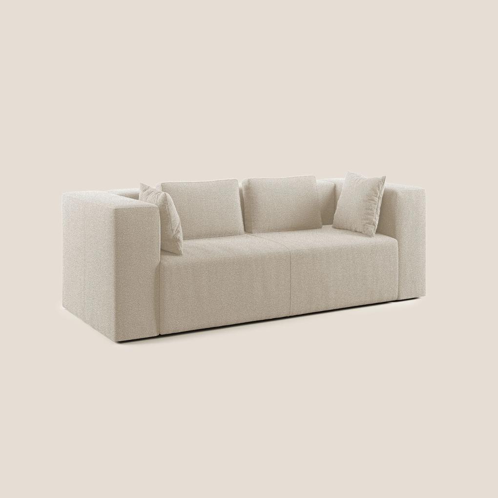 Nettuno divano moderno componibile in morbido tessuto bouclè T07 bianco 210 cm