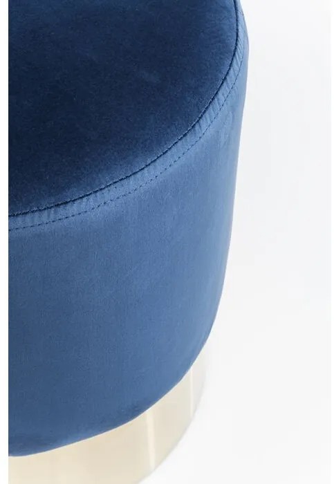 Cherry pouf sgabello 35 cm glamour moderno con fascia ottone e tessuto effetto velluto blu