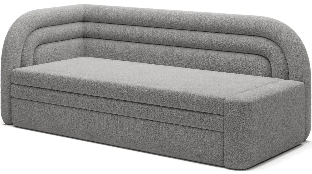 Divano grigio allungabile/con contenitore con penisola a sinistra e rivestimento in bouclé 223 cm Fabillo – ELTAP