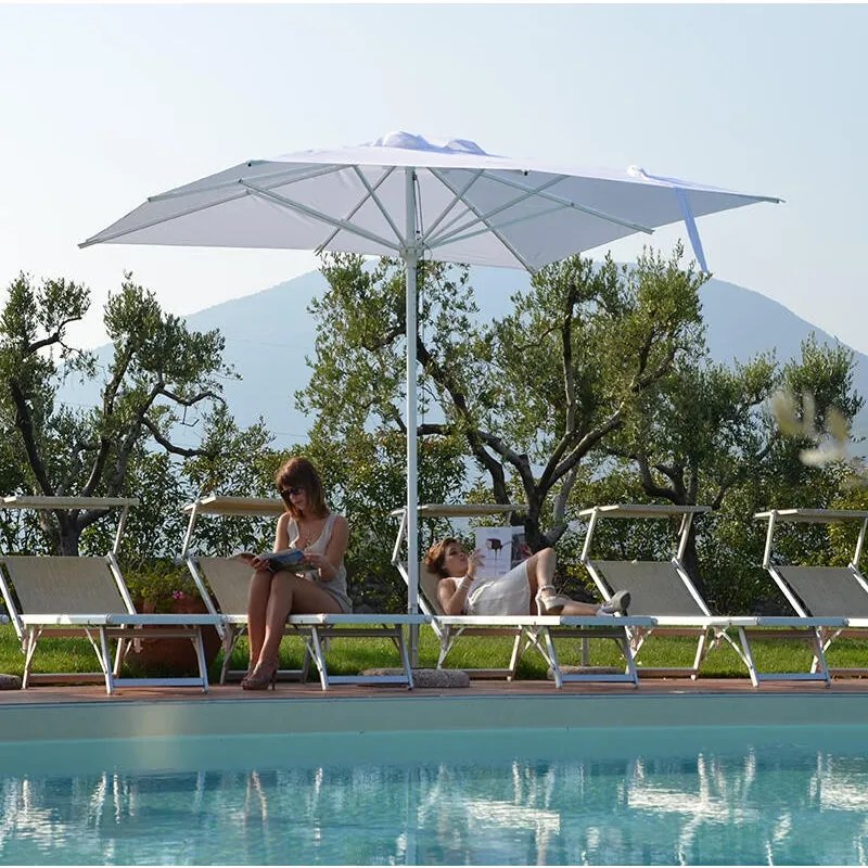 Ombrellone a palo centrale antracite ZAFFIRO TEMPOTEST con telo rettangolare bianco L 400 x P 300 x H 283 cm