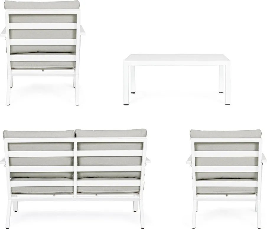 Set di mobili da giardino bianco in alluminio per 4 persone Harley – Bizzotto