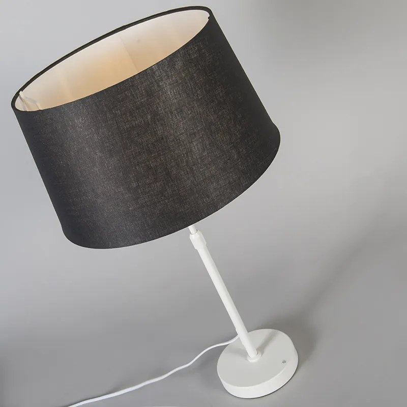 Lampada da tavolo bianca con paralume nero 35 cm regolabile - Parte