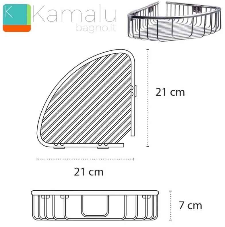 Kamalu - mensola griglia doccia angolare in acciaio kaman alpi-g40