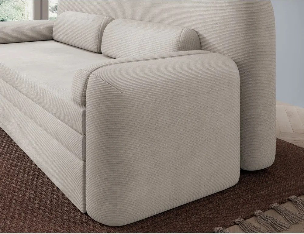 Divano beige allungabile/con contenitore e rivestimento in velluto a coste 236 cm Elioss – ELTAP