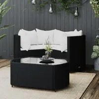 Set Divani da Giardino 4 pz con Cuscini Nero in Polyrattan 319744