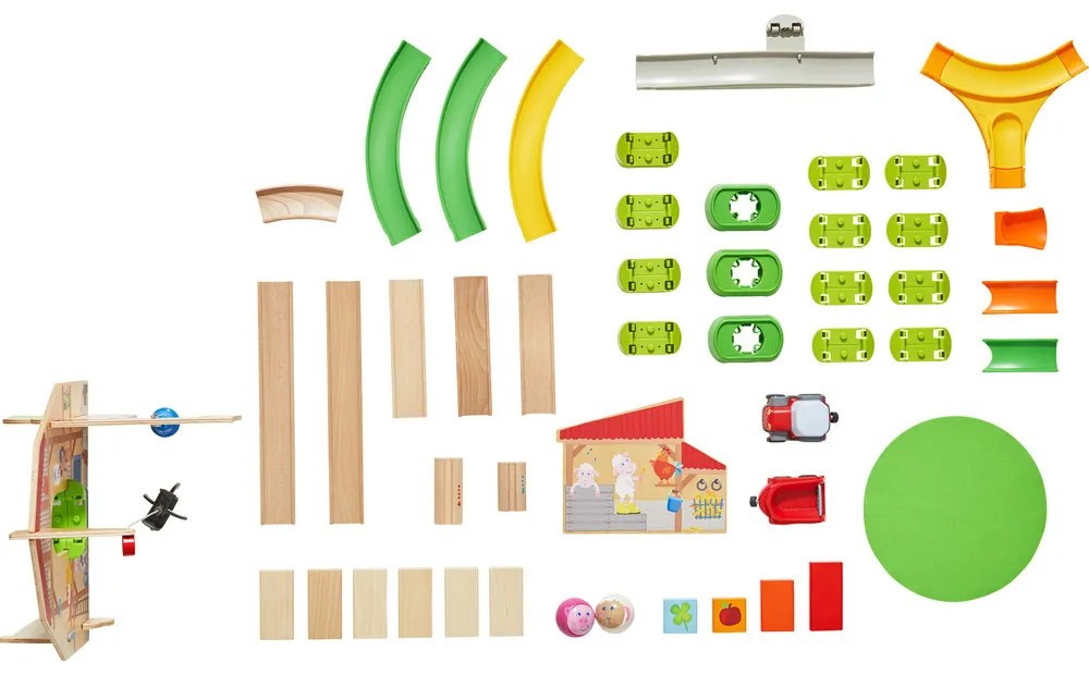 Pista per biglie Kullerbü – Pista da gioco sonora Fattoria - 48 pz