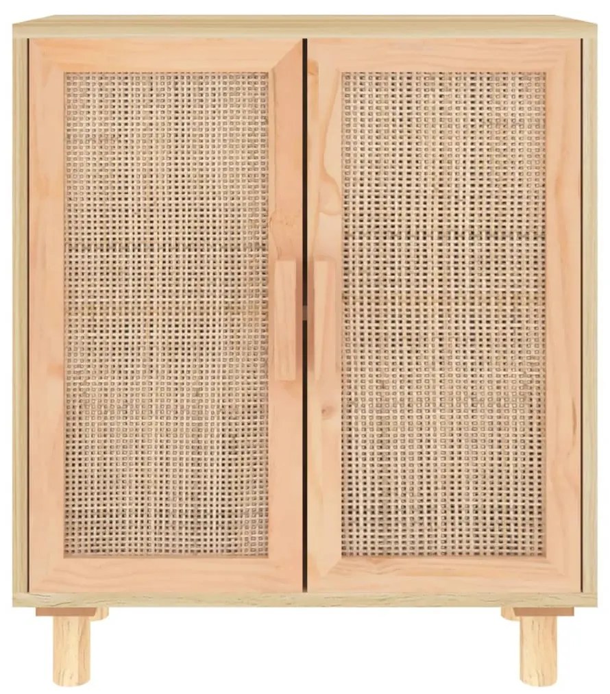 Credenza marrone 60x30x70cm legno massello pino rattan naturale