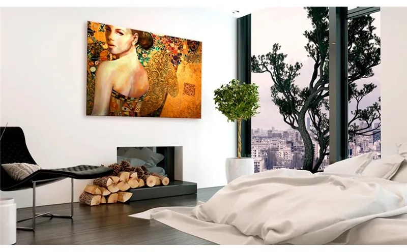 Quadro Golden Lady  Colore Giallo, Dimensioni e Misure 90x60