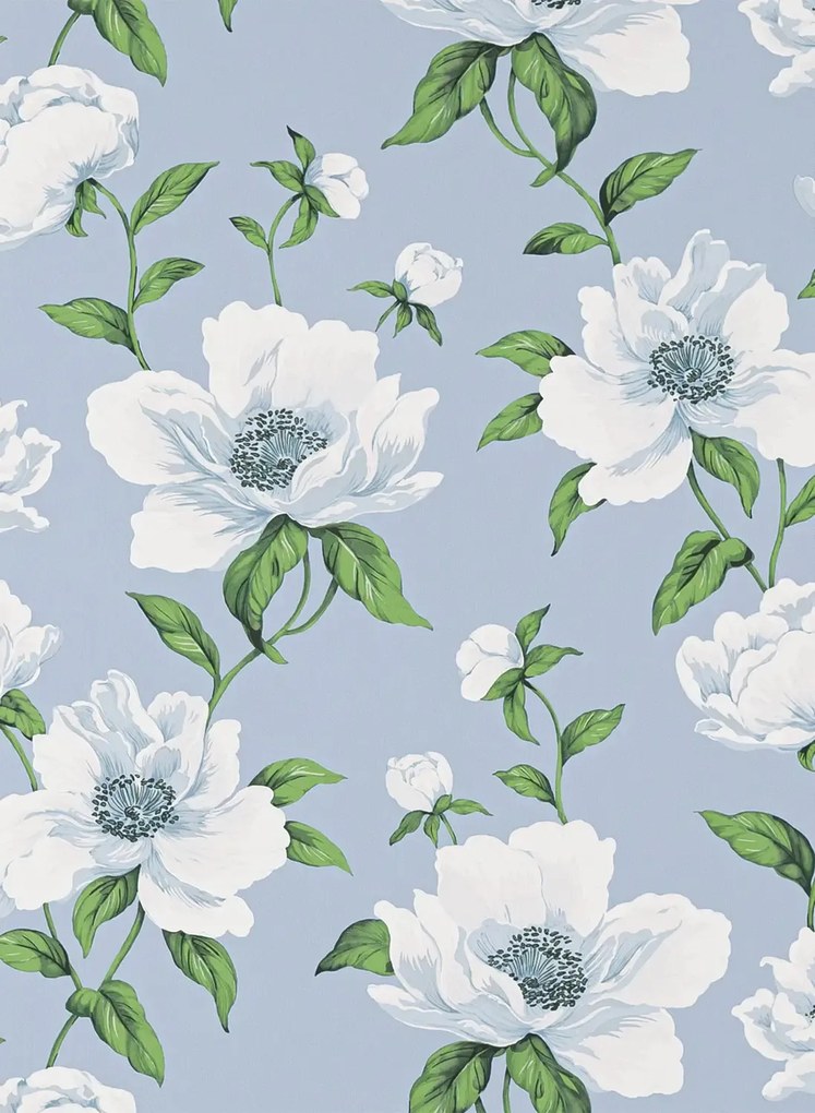 Manuel Canovas Carta da parati Bianca - Celeste