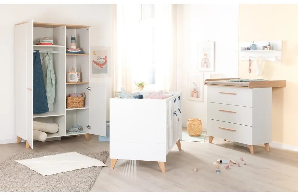 Armadio per bambini bianco con effetto rovere 52x180x180 cm Léon – Roba
